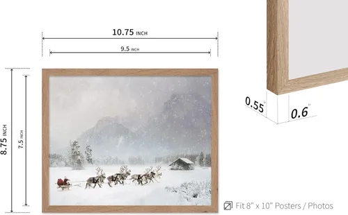 Vista 3 de Poster Master Póster Vintage de Vacaciones - Impresión Retro de Navidad - Regalo para Artista, Amigo - Papá Noel en Trineo de Renos, Invierno, Nieve