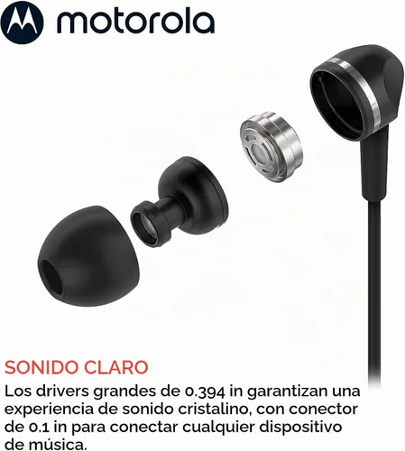 Vista 5 de Motorola - Auriculares con cable con micrófono, auriculares intraurales con cable, botón de control para llamadas/música, cómodos y ligeros de fácil