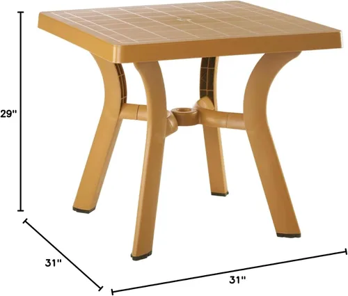 Vista 2 de Compamia Viva Mesa de comedor cuadrada de resina de 31 pulgadas en color marrón teca, grado comercial teca marrón