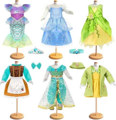 Vista 2 de WONDOLL - Ropa y accesorios para muñecas americanas de 18 pulgadas, juego de 6 vestidos de princesa 6 Sets American Doll Clothes Outfits Dresses