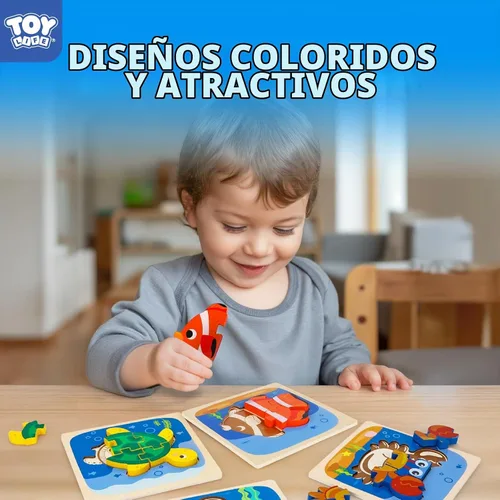 Vista 7 de TOY Life Rompecabezas de madera para niños pequeños de 2 a 4 años, rompecabezas de animales marinos para niños pequeños de 1 a 3, rompecabezas