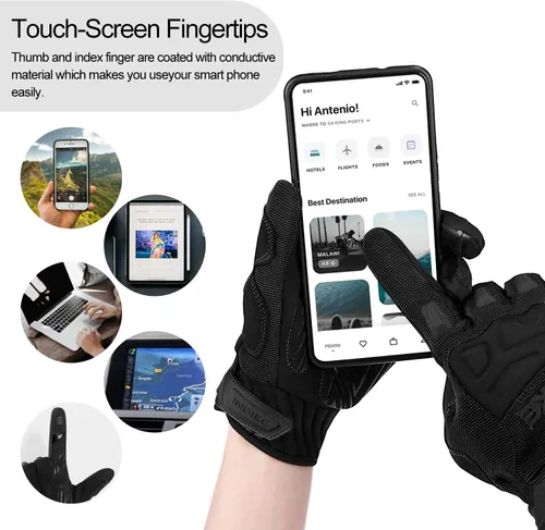 Vista 5 de INBIKE - Guantes para bicicleta de montaña para hombres con protección para nudillos, acolchados, guantes de ciclismo transpirables para MTB