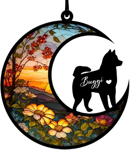 Vista 49 de Atrapasoles conmemorativos personalizados para perros Akita, nombre de perro personalizado, adorno de pérdida de perro, regalo para amantes