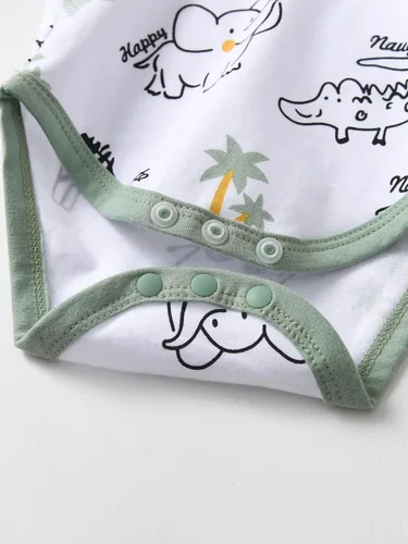 Vista 67 de Conjunto de 3 piezas de ropa de bebé recién nacido con estampado de manga larga + pantalones + sombrero