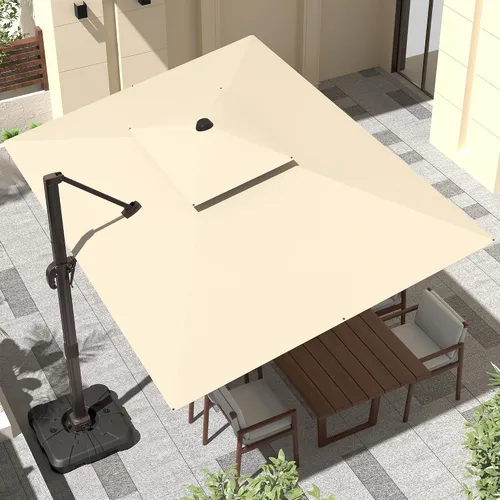 Vista 52 de Sombrilla de 10 x 13 pies para exteriores, sombrilla grande rectangular con viga voladiza, resistente, con rotación de 360°, sombrilla con Beige