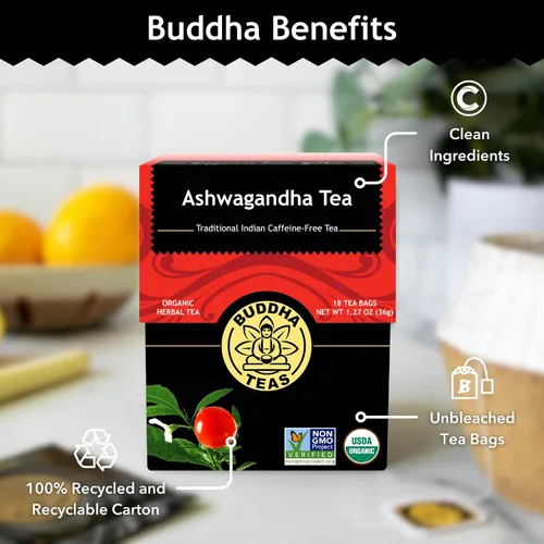 Vista 5 de Té de raíz de Ashwagandha– Hierbas Orgánicas – 18 bolsas de té libre de lavandina