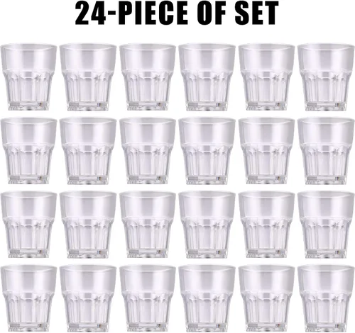 Vista 2 de Meanplan Juego de 24 vasos acrílicos reutilizables para beber agua, apilables, inastillables, irrompibles, vasos de agua para bebidas de jugo