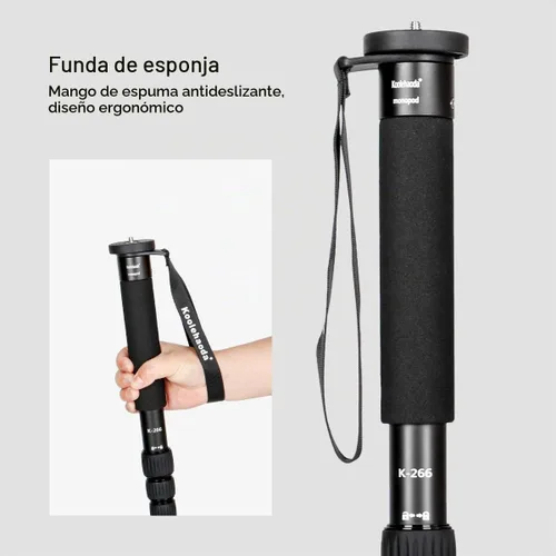 Vista 6 de Koolehaoda Monopod de cámara de 61", aluminio 6-Sección portátil de viaje Negro