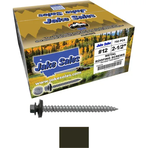 Vista 17 de 12 tornillos para techos de metal gris ABC de 2-1/2 pulgadas, cabezal de arandela hexagonal, arranque automático/roscado, arandela EPDM. 1 bolsa