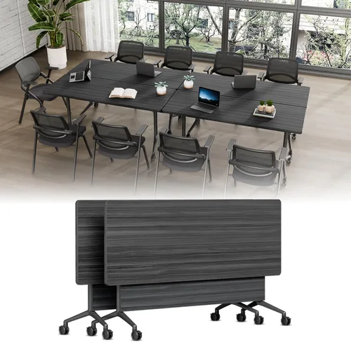 Vista 53 de Mesa de conferencias plegable, mesas de sala de conferencias con ruedas, mesa rectangular grande y plegable para reuniones de 6 a 12 personas, mesa