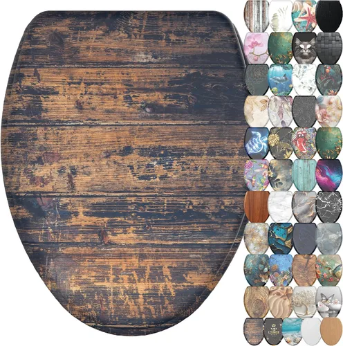Vista 15 de Sanilo Asiento de inodoro de madera con liberación rápida y cierre suave [alargado] Asiento de madera moldeada decorativo y de cierre lento, con un