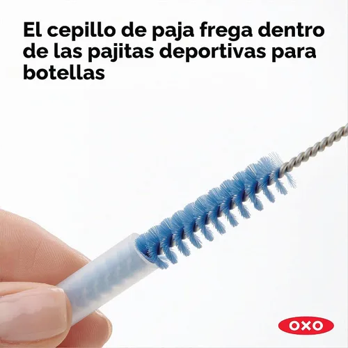 Vista 2 de OXO Set de limpieza de botellas de agua Good Grips Cepillos para botellas, pajitas y tapas, cerdas de nailon, anillo de almacenamiento, ideal