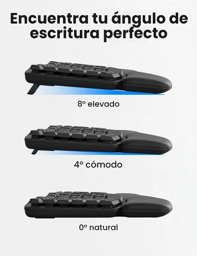 Vista 8 de SABLUTE Combo de teclado y mouse inalámbricos, onda ergonómica, silenciosa Negro