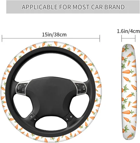 Vista 3 de Swono Funda para volante para hombres y mujeres, zanahorias de Pascua, naturaleza linda, universal, 15 pulgadas, antideslizante, sin olor