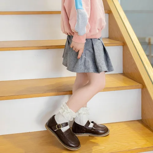 Vista 7 de HOUSEYUAN Calcetines de vestir blancos con volantes para bebé y niña, con encaje de algodón, con volantes