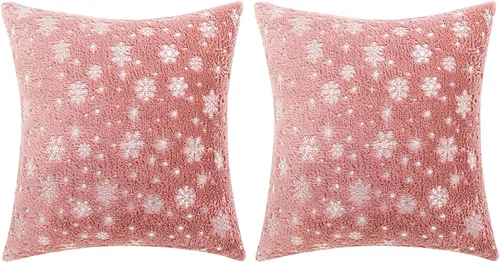 Vista 7 de MOJUN Fundas de almohada de Navidad, paquete de 2 fundas de almohada decorativas suaves y bonitas con fundas de almohada impresas con purpurina