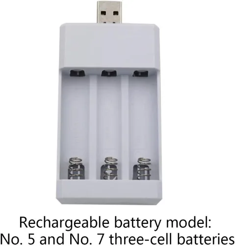 Vista 3 de Adaptador de cargador de batería de 3 Solts, cargador de batería recargable con enchufe USB, para baterías universales Aa/AAA