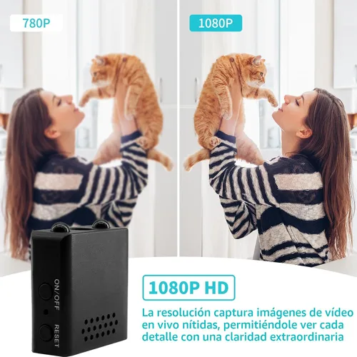 Vista 4 de Mini cámara de seguridad para interiores 2025 con WiFi 1080P Micro HD con gran angular, almacenamiento en la nube y SD, visión nocturna, cámaras