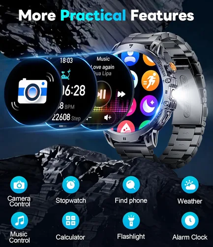 Vista 7 de LIGE Relojes inteligentes para hombres con más de 50 días de espera (1000 mAh)/1.85 pulgadas HD AMOLED pantalla grande/linterna/164.0 ft resistente