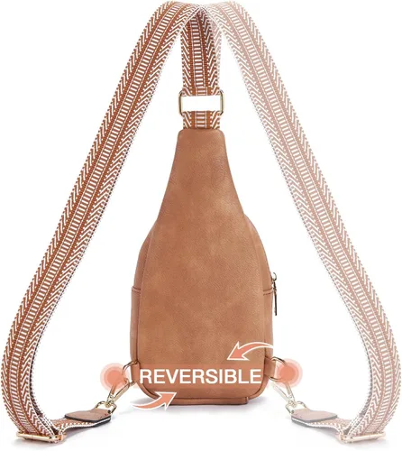 Vista 82 de Telena Riñonera pequeña para mujer, de cuero, cangureras, bolsa de pecho para mujer