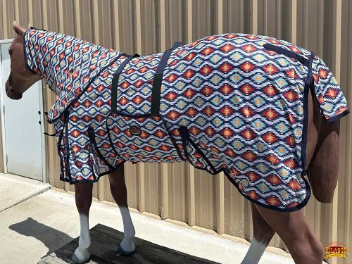 Vista 4 de HILASON Hoja de mosca de caballo con protección UV, malla transpirable, mosquito, primavera, alfombra de caballo de verano, alfombra de mosca