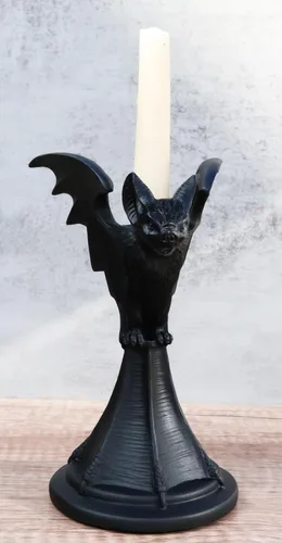 Vista 6 de Ebros Gift Mystical Wicca Gárgola Gárgola negra gótica vampiro sangre murciélago sanguijuelas Vespertilio Candelabro Figura 7.25 pulgadas de alto