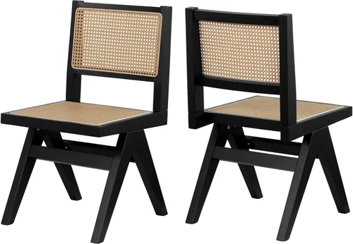 Vista 5 de Comfy to go Sillas de Comedor Modernas Negras Juego de 4 Sillas de Cocina Sin Brazos Breathable Hollow Backrest, Concealed Screws for Elegant