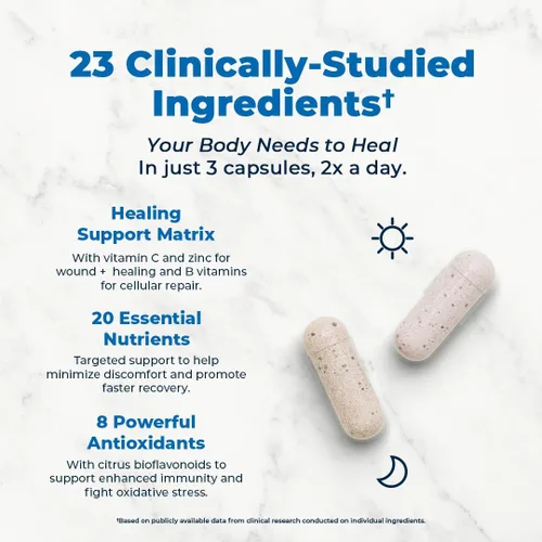 Vista 3 de VitaMedica Fórmula de apoyo clínico - Apoya la cicatrización de heridas y moretones - Suplemento multivitamínico esencial para recuperación