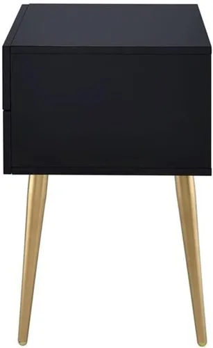 Vista 7 de Acme Mesa auxiliar rectangular de madera Denvor en negro y dorado