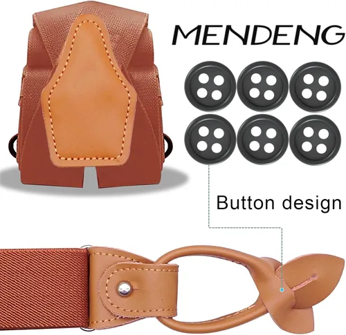 Vista 22 de MENDENG Tirantes de gancho giratorio de bronce vintage con 4 tirantes ajustables para hombre