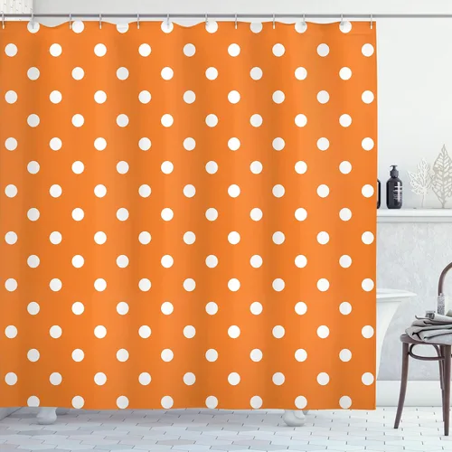 Vista 108 de Ambesonne Decor Collection, juego de cortina con ganchos para regadera Amarillo y marrón