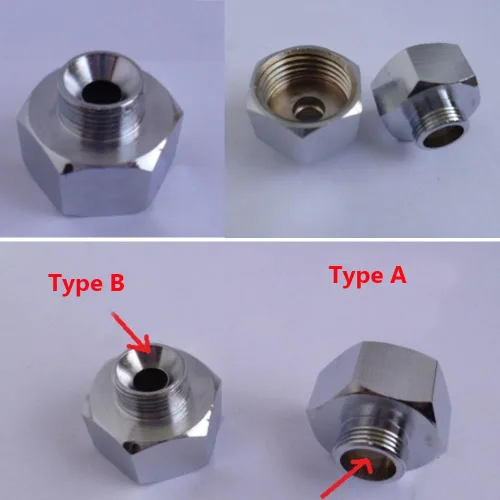 Vista 5 de Adaptador de tubo de rosca de latón, UE G1/2 pulgada hembra a US 9/16-24 UNEF Conector convertidor de rosca macho para manguera de suministro