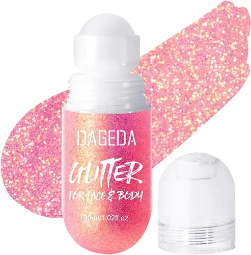 Vista 12 de DAGEDA Gel de purpurina corporal, purpurina facial enrollable para maquillaje de sirena, accesorios para festivales, rave, gel holográfico