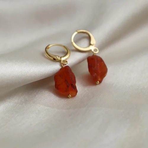 Vista 53 de Gempires Handmade Gemstone Hoop Earrings Raw Crystal Dangle Jewelry Hypoallergenic Gold Plated Lightweight Elegant Jewelry Gifts For Women