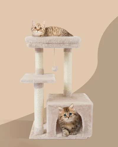 Vista 2 de FISH&NAP Lindo Árbol para Gatos Gatito Torre para Gatos para Gato de Interior Condominio Postes Rascadores de Sisal con Plataforma de Salto Muebles