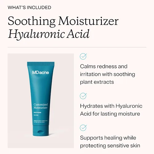 Vista 6 de MDacne Kit de Tratamiento Facial para Acné en 3 Pasos, Crema de Peróxido de Benzoilo 2.5%, Limpiador de Ácido Salicílico, Hidratante de Niacinamida