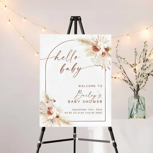 Vista 8 de Señal de Bienvenida Personalizada para Baby Shower de Niño, Señal de Baby Shower Niño, Decoraciones de Baby Shower Azul Boho de Oso Sol, Aquí Viene