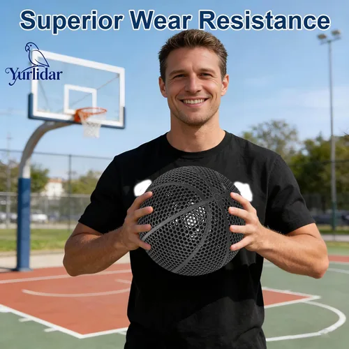 Vista 8 de Balón de baloncesto sin aire impreso en 3D, tamaño oficial 7, no necesita bomba, alto rebote y silencioso, entrenamiento de baloncesto y regates