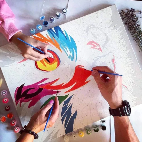 Vista 4 de Pintura por números para adultos y niños, kits de pintura por números sobre lienzo para regalo de manualidades, gato mágico, 16 x 20 pulgadas sin
