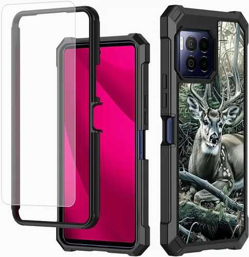 Vista 37 de Funda para T-Mobile Revvl 7 de 6.6 pulgadas con protector de pantalla, policarbonato duro de doble capa resistente y TPU suave a prueba de golpes