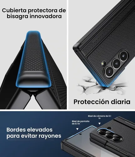 Vista 5 de BXYJY Funda para Samsung Galaxy Z Fold 6 con función atril, protector de pantalla frontal y protección de bisagra, ajuste delgado, resistente, duro