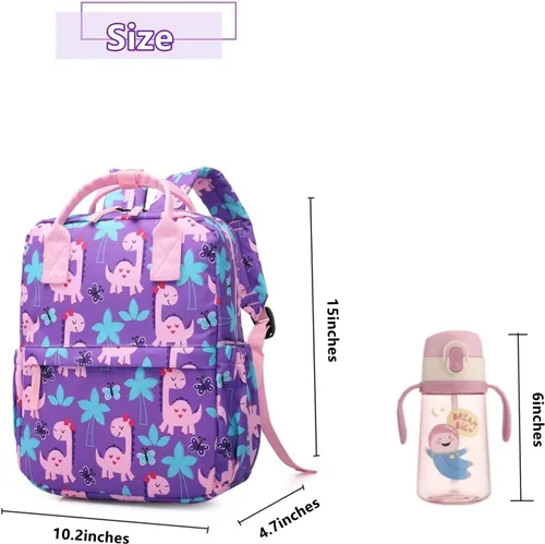 Vista 6 de Linda mochila preescolar para niños pequeños, mochila escolar de dinosaurio, unicornio para niñas, niños, guardería, bolsa de viaje, Dinosaurio