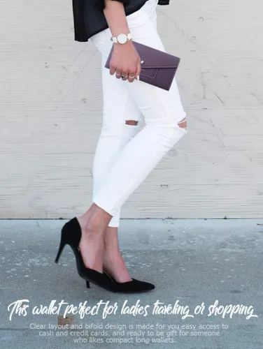 Vista 7 de Cartera de piel para mujer RFID con sobres ultrafinos