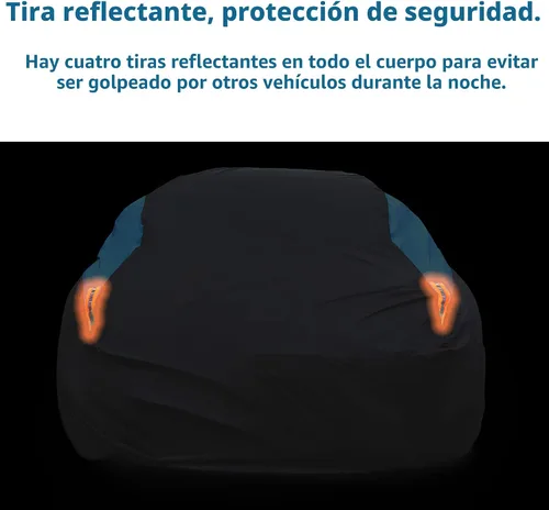 Vista 6 de MORNYRAY Funda impermeable para auto para todo tipo de clima, protección UV, resistente al viento, para exteriores, ajuste universal para sedán Azul