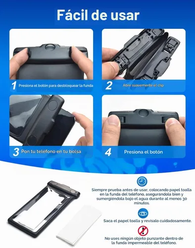 Vista 5 de wellhouse Funda impermeable para teléfono, funda impermeable para iPhone 17 16 15 14 13 Pro Max XS Samsung, IPX8 3D bolsa seca para teléfono celular