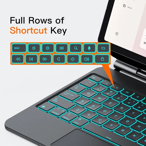 Vista 7 de JUQITECH Magic Keyboard - Funda para Samsung Galaxy Tab S6 Lite de 10.4 pulgadas, soporte magnético flotante voladizo inalámbrico retroiluminado
