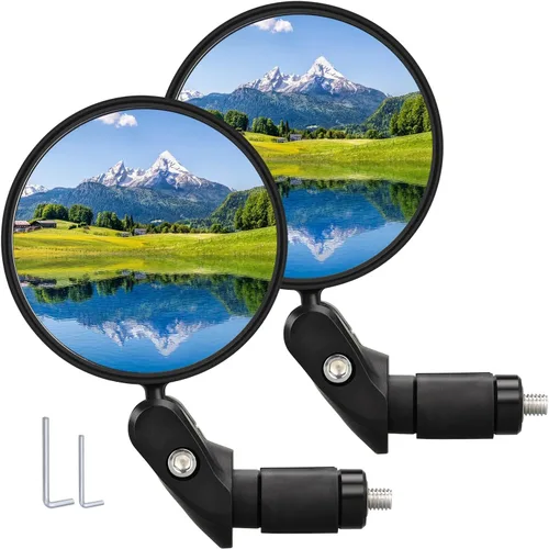 Vista 6 de Espejos para manillar para bicicleta, 1 espejo retrovisor de bicicleta HD, espejo convexo ajustable montado en el manillar con llave Allen