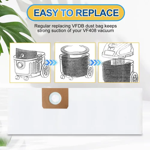 Vista 5 de KEEPOW Bolsas de vacío de 4 galones de repuesto compatibles con Vacmaster de 4 galones para aspiradora húmeda/seca VF408, VF408B, VF410P, parte #