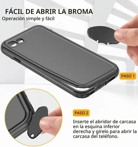 Vista 6 de Diseño para iPhone 8 7 Funda impermeable con protector de pantalla integrado totalmente sellado, a prueba de golpes, a prueba de nieve, bajo el Negro