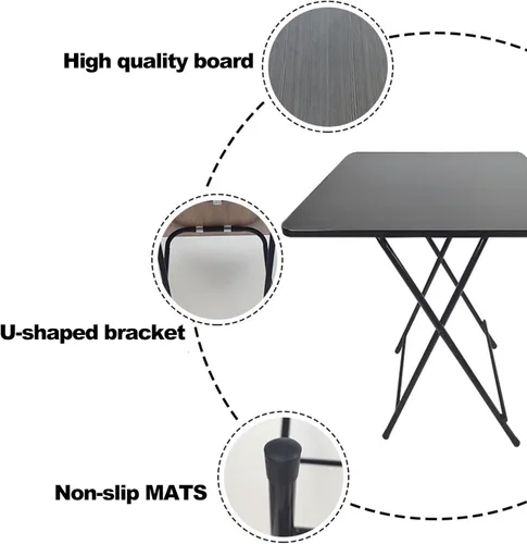 Vista 6 de GYMNASTIKA Mesa de comedor plegable, mesa de tarjetas de MDF sólido para 4 personas, mesa de centro cuadrada resistente, mesa de té, mesa